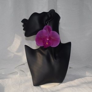 Fuchsia Phalaenopsis Orchid True Touch Artificial Earrings.